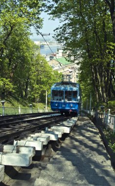 Demiryolu kış füniküler. Kiev, Ukrayna