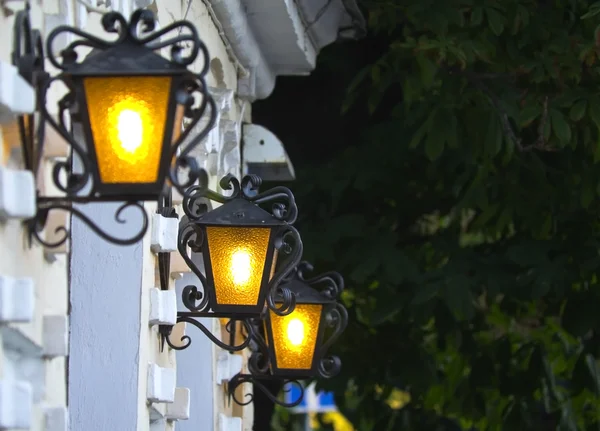 Osvětlení lampy starého města — Stock fotografie