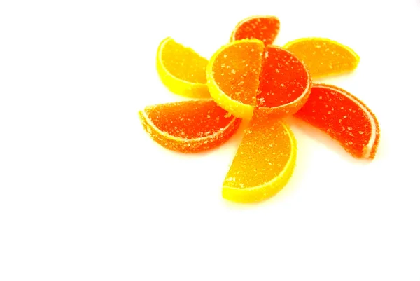 Fruit jellies in form citrus lobules — Stock Photo, Image