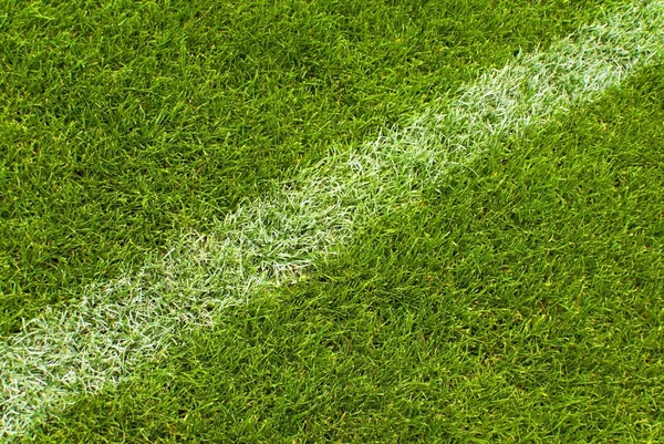 Piłka nożna trawy i białe linie — Zdjęcie stockowe