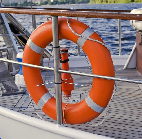 Lifebuoy ring on a ferry — Stock Photo, Image