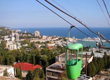 Yalta teleferik ile liman manzarası