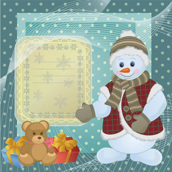 Design de Natal com boneco de neve —  Vetores de Stock
