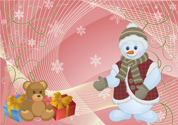 Christmas design with snowman — Stock Vector