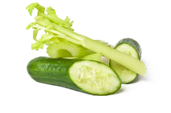 Diet concept. cucumbers and celery — Stock Photo, Image