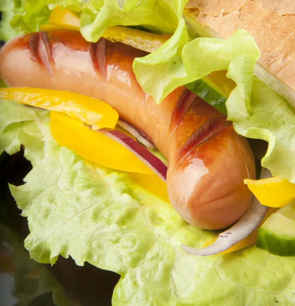 Sanduíche com salsicha — Fotografia de Stock