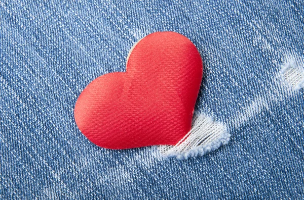 Heart in jeans — Stock Photo, Image