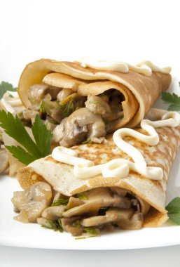 Pancakes with mushrooms clipart