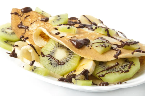 Pancakes with kiwi and banana — Stock Photo, Image