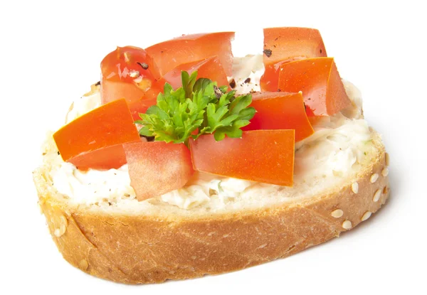 Appetizers with tomatoes and cream cheese — Stock Photo, Image