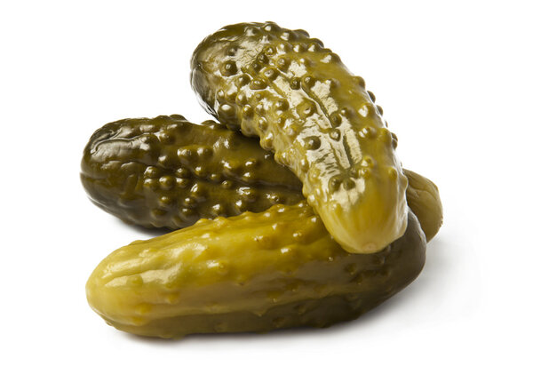 Gherkins on a white background