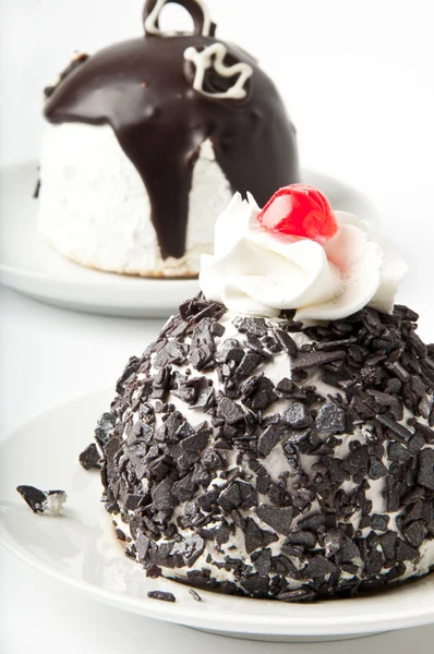 Sweet dessert fruitcake with a cherry — Stock Photo, Image