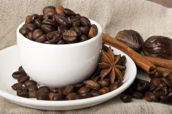 Kahvinjyvät ja mausteet — kuvapankkivalokuva