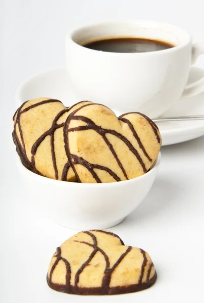 Ceașcă de cafea și prăjituri cu ciocolată — Fotografie, imagine de stoc