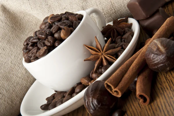 Kaffe korn och kryddor — Stockfoto