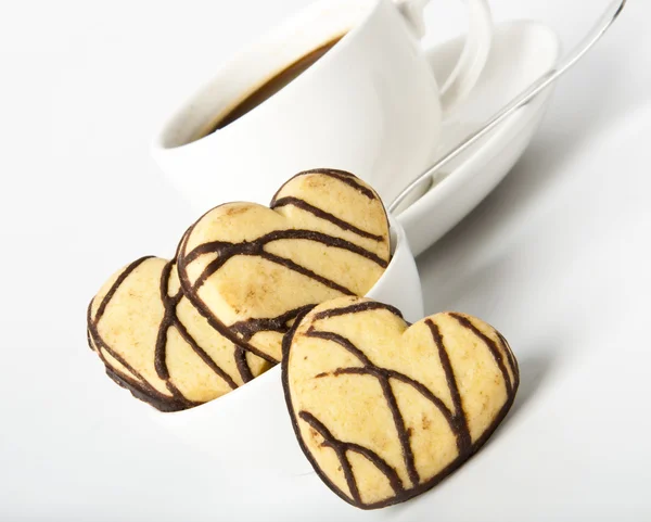 Kopje koffie met koekjes met chocolade — Stockfoto