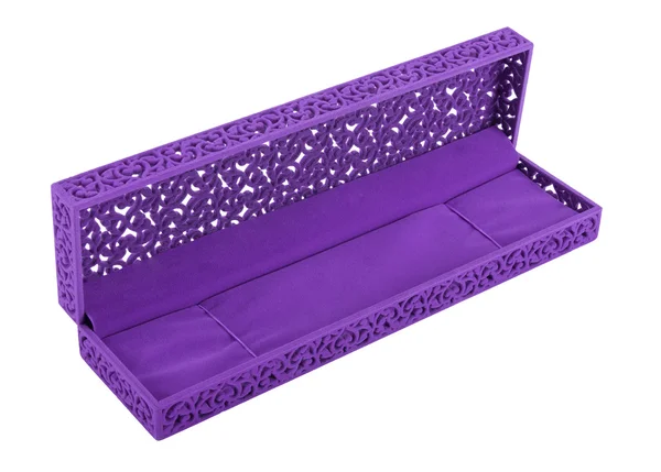 紫色のビロード ギフト ボックスを開く — ストック写真