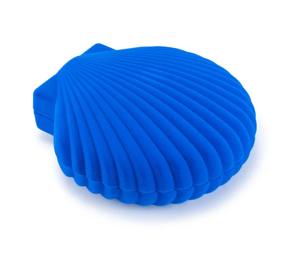 貝殻の形で青いギフト ボックス — ストック写真