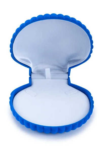 Offene blaue Geschenkbox in Form von Muscheln — Stockfoto