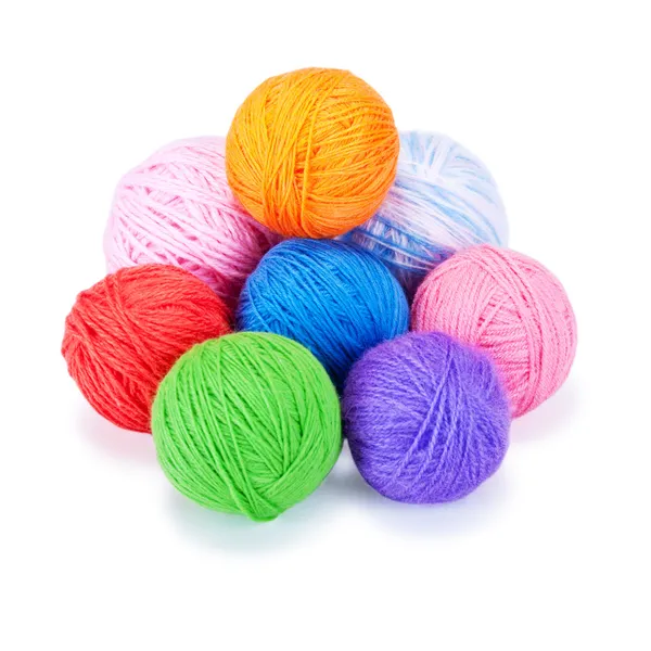 Varias bolas de lana multicolores — Foto de Stock