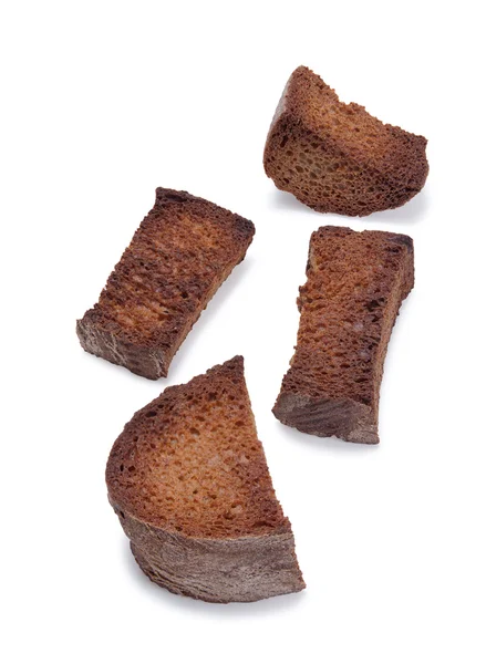 Несколько поджаренных хлебных сухарей — стоковое фото