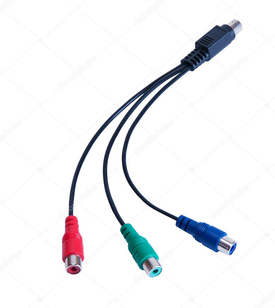 Three RCA male plugs isolated