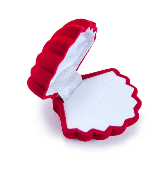 Scatola regalo rossa aperta a forma di conchiglie — Foto Stock