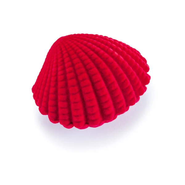 在形状中的贝壳的红色礼品盒 — 图库照片