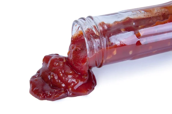 Red ketchup and the bottle — Stock Photo, Image