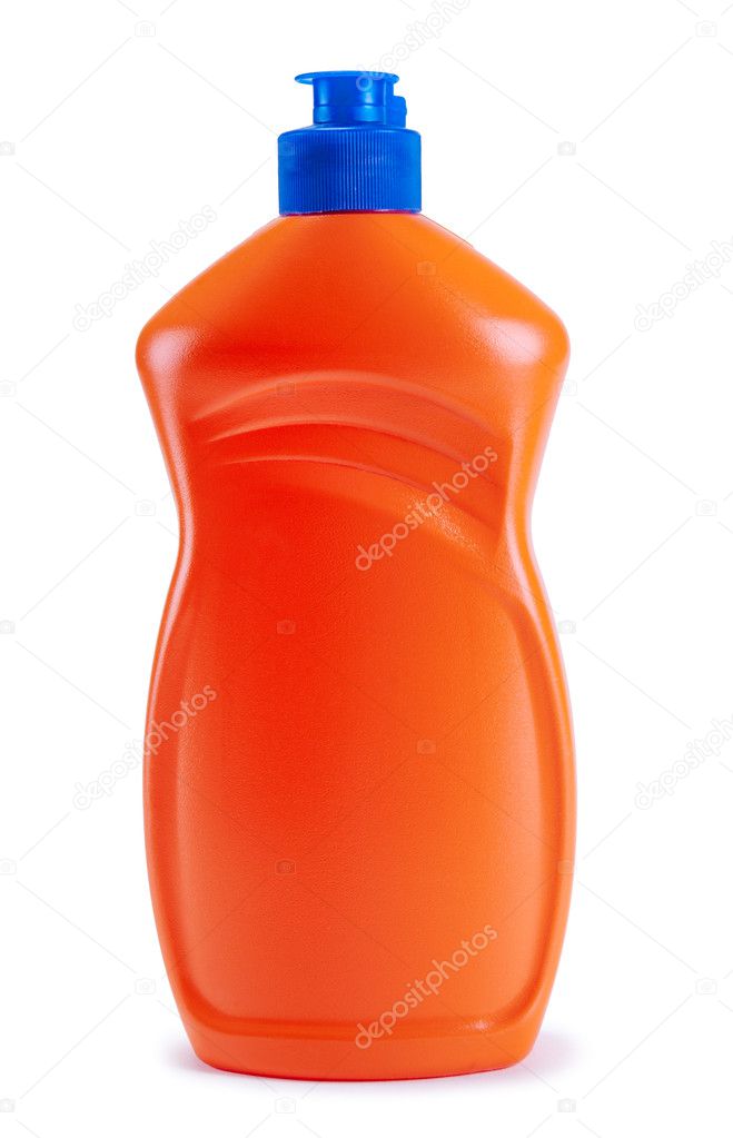 A bottle of orange with detergent