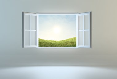 Open window leading to another place clipart