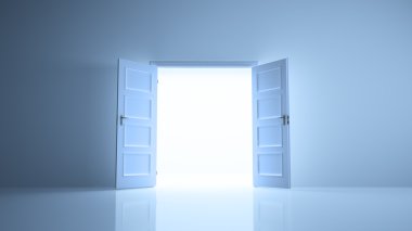 Abstract room with open doors clipart
