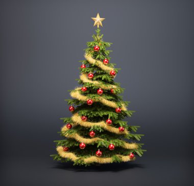 Christmas tree on a dark background clipart