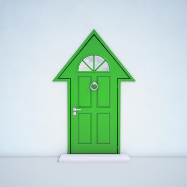 Entrance door shaped like a house clipart