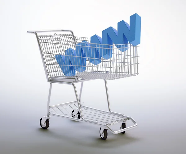 World wide web symbol inside a shopping cart — Stock Photo, Image