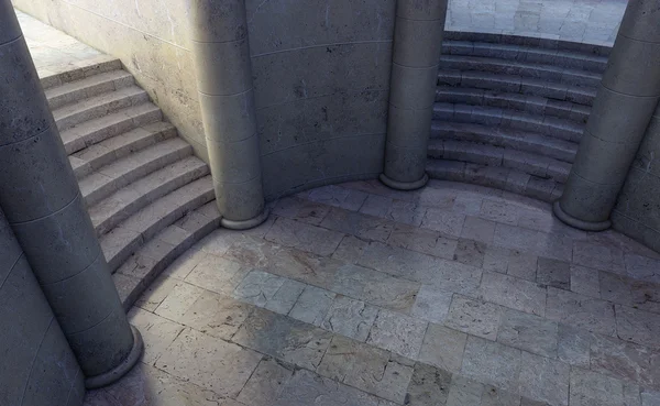 Iki ayrı merdivenler için önde gelen bir yuvarlak mahkeme — Stok fotoğraf