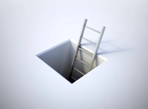 Een ladder die leidt van ondergronds — Stockfoto