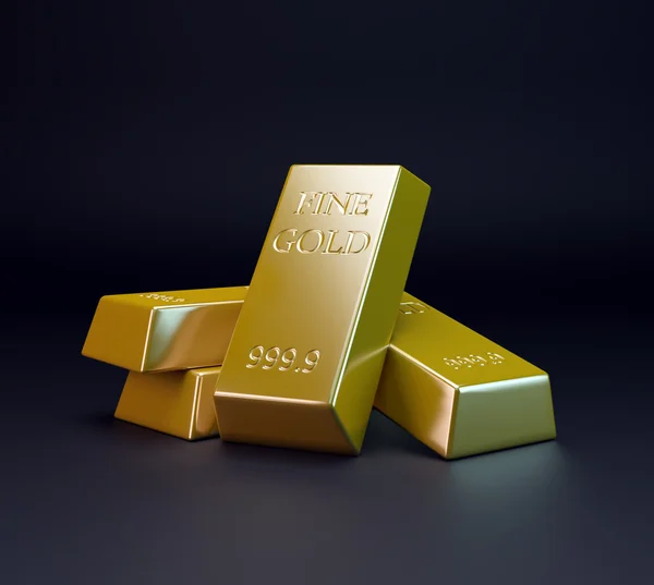 Three gold bars - gold trading — Stock Photo, Image
