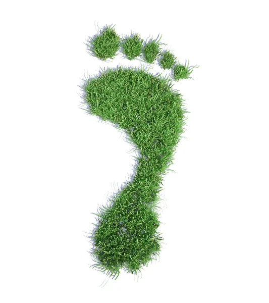 Illustration des ökologischen Fußabdruckkonzepts - Fußabdruck von Rasenflächen — Stockfoto