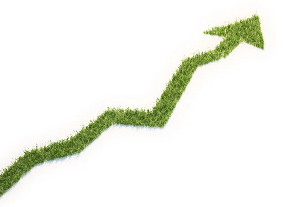 Parche de hierba con forma de gráfico - concepto de negocio ecológico —  Fotos de Stock
