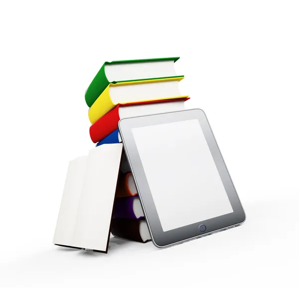 Bir tablet kitaplar - ebook yayını ile — Stok fotoğraf
