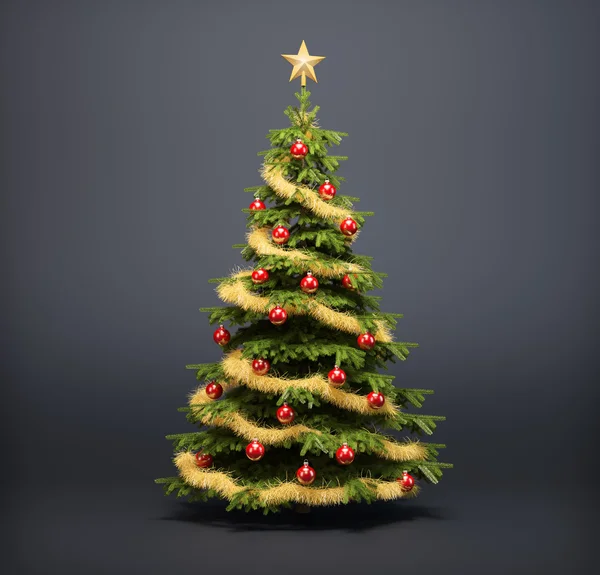 Kerstboom op een donkere achtergrond Stockfoto