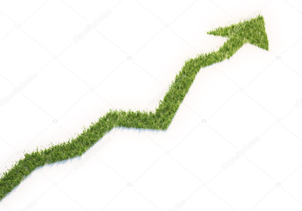 Grass patch shaped like a graph - eco business concept