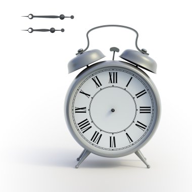 Classical alarmclock with isolated hands clipart