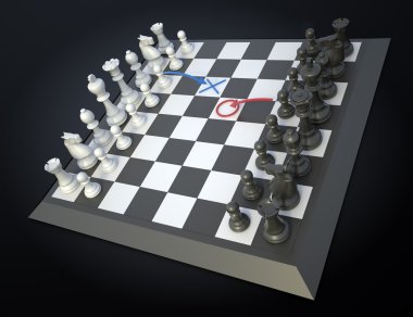 Satranç oyun tahtası görünür oyuncunun stratejisi ile hareket eder