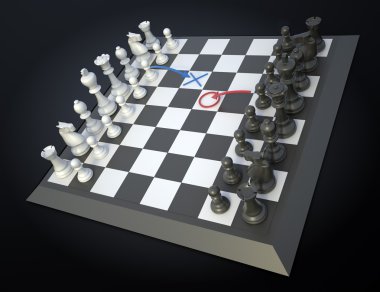 Chess game board with visible player's strategy moves clipart