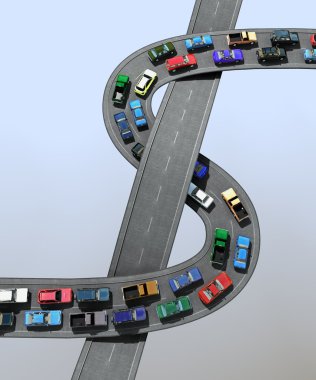 3D illustration of a traffic jam clipart