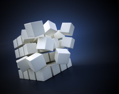 3D abstract flying cubes illustration clipart