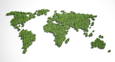 Forest shaped like world map clipart