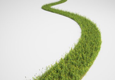 Abstract pathway made of grass and yellow flowers clipart